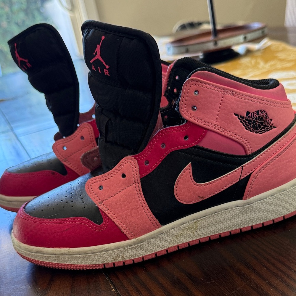 Jordan Black and Pink Athletic Shoes